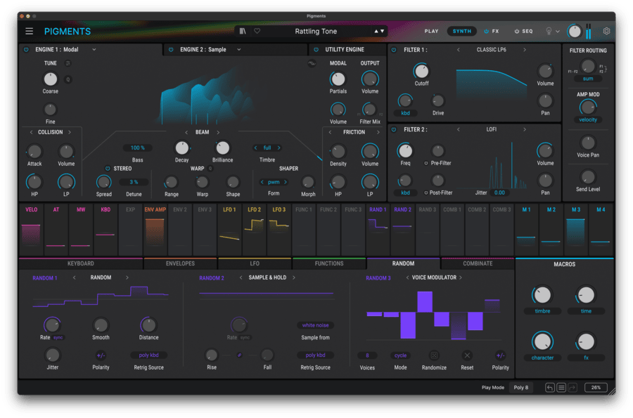 【2/18まで 50％OFF】Arturia「Pigments 6」直感的な操作性と6種のエンジン×1600以上のプリセットを実装！モーダル、グラニュラー、ウェーブテーブルを完全搭載した万能シンセサイザー｜DTMプラグインセール