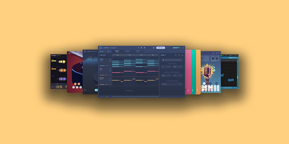 LANDR「Super Bundle」作曲からマスタリングまでこれ一つで完結！AIマスタリング、ボーカル補正、エフェクト、ギター音源など全8種類のプラグインを収録｜DTMプラグインセール