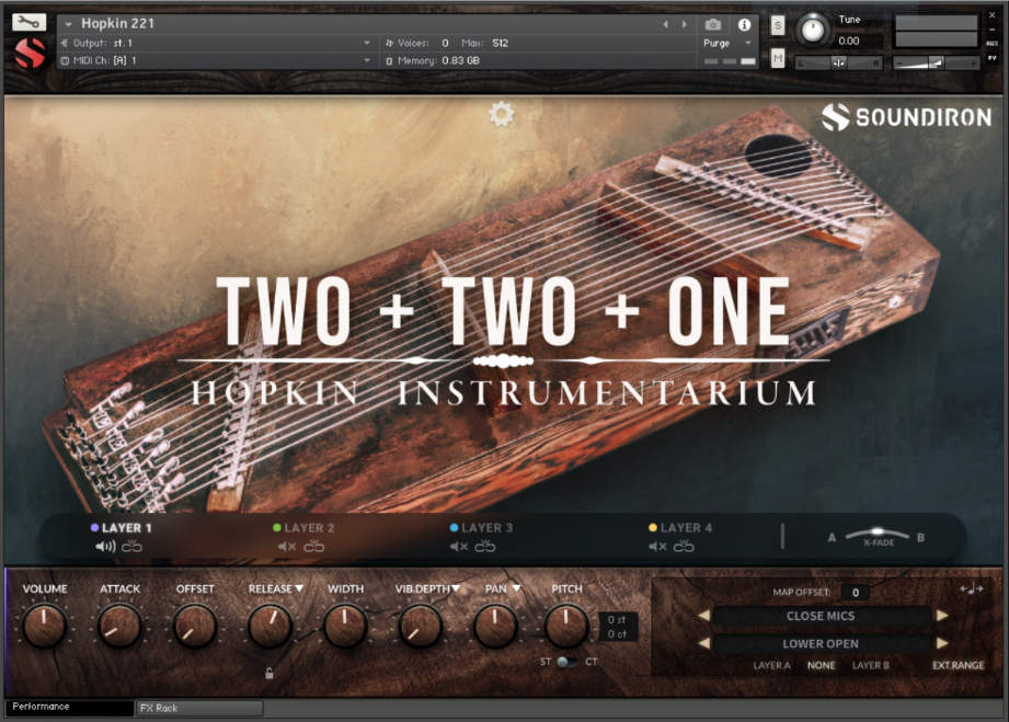 Soundiron「Hopkin Instrumentarium: 2+2+1」14弦の共鳴が織りなす自然な共鳴から幻想的なアンビエントまで！マルチブリッジ・ジーターのサンプリング音源｜DTMプラグインセール