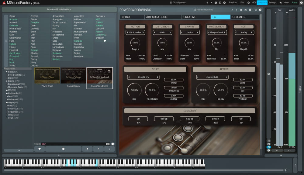 MeldaProduction「PowerWoodwinds」レガートからシンセ的サウンドまで自在に操る！現代音楽制作に特化したクリエイティブな木管サウンド｜DTMプラグインセール