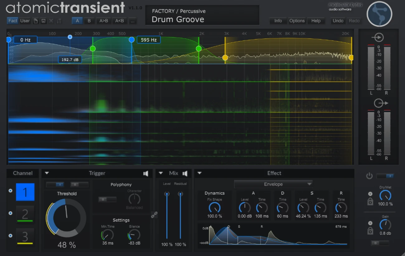 Molecular Bytes「AtomicTransient」一音一音を完璧にコントロール！ループやドラム素材を自在に操る次世代トランジェントシェイパー｜DTMプラグインセール