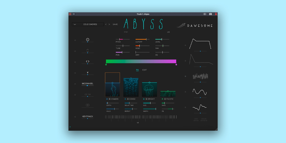 Tracktion「Dawesome Abyss」音色を色で探究する新発想シンセ！ドローン、パッド、テクスチャーを直感的に操作できる次世代音源