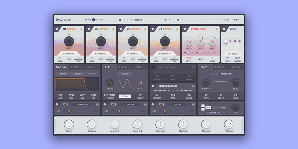 Wavea「Flite Create」4つのマルチサンプラー×3基のシンセエンジン搭載！自作サンプルも使える本格音源プラグイン（無料版あり）｜DTMプラグインセール