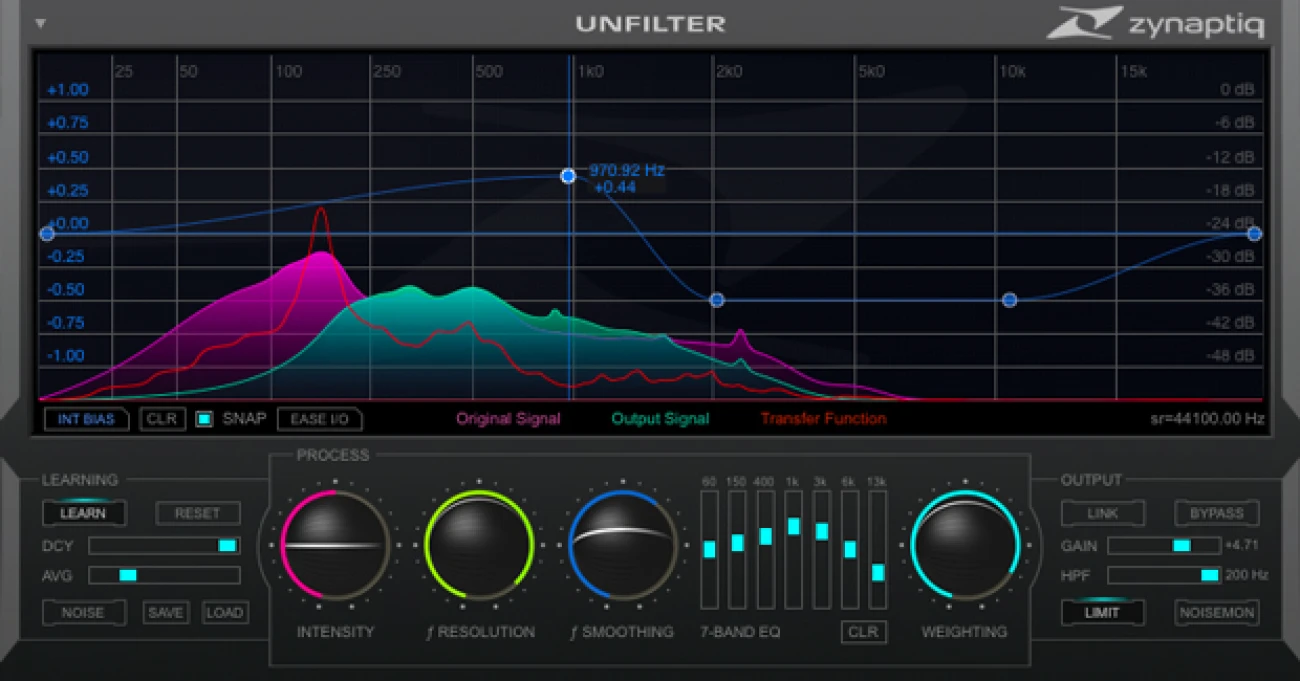 Zynaptiq「UNFILTER」コムフィルターから過度なEQまで自動修正！プロの音響処理をワンタッチで実現する次世代フィルター補正プラグイン｜DTMプラグインセール