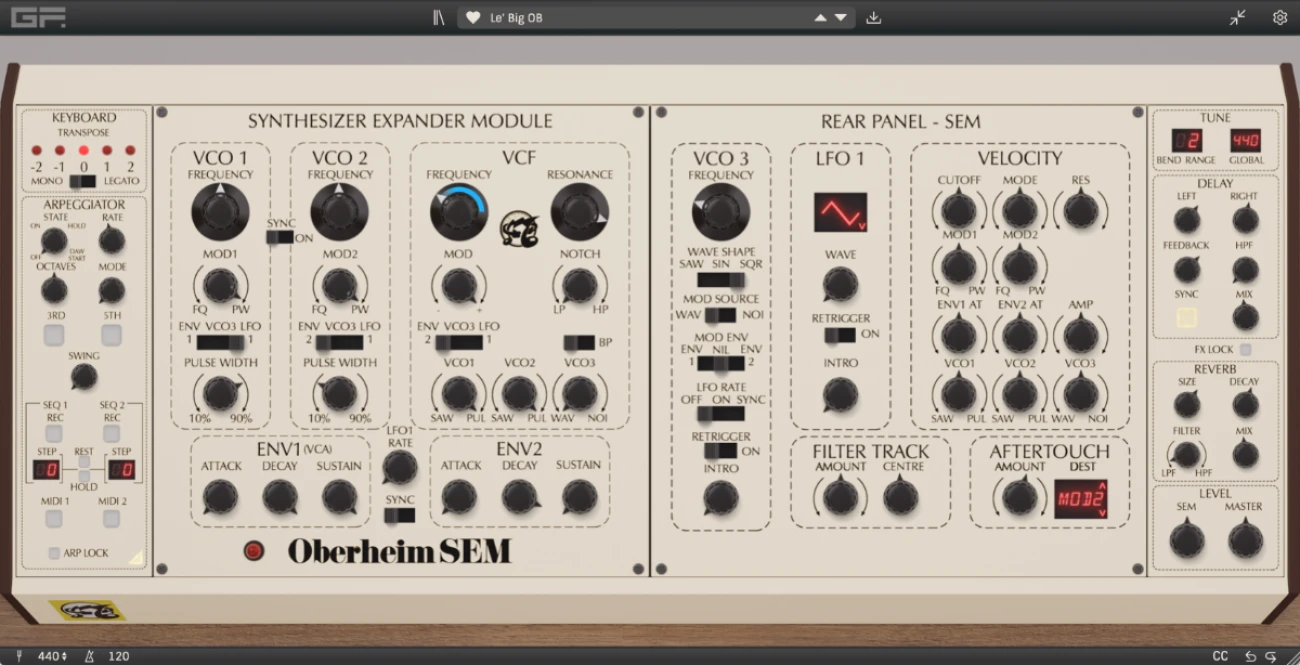 GForce Software「Oberheim SEM」伝説のSEM-1が完全モデリングで復活！400種類のプリセット収録し、シンプルさと音の太さを継承したシンセサイザー｜DTMプラグインセール