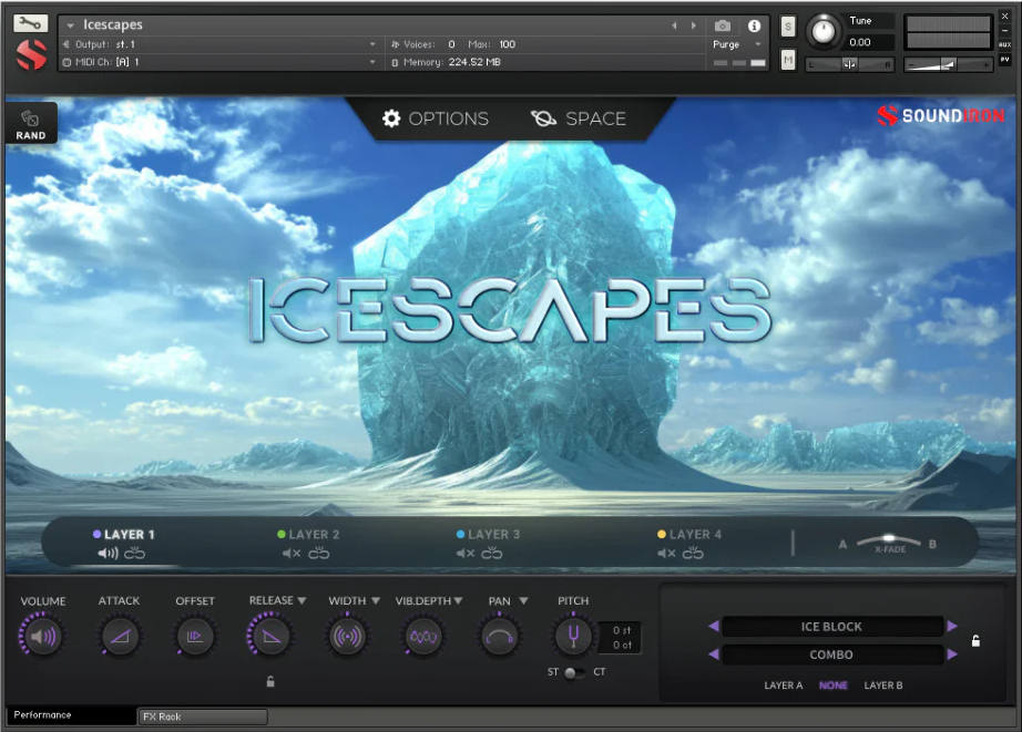 Soundiron「Icescapes」氷の響きがシンセサウンドに変化！27種のエフェクトで広がるロッキー山脈の氷上で録音した83種のウィンターサウンド｜DTMプラグインセール