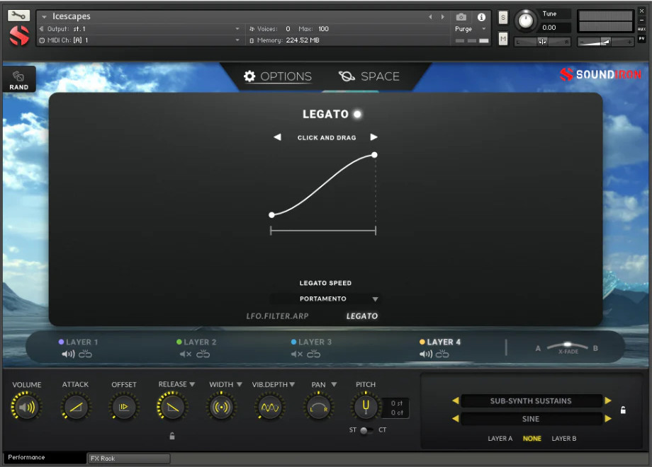 Soundiron「Icescapes」氷の響きがシンセサウンドに変化！27種のエフェクトで広がるロッキー山脈の氷上で録音した83種のウィンターサウンド｜DTMプラグインセール