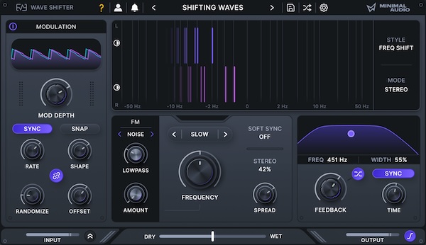 Minimal Audio「Wave Shifter」周波数シフト×リングモジュレーション×AMの融合！次世代モジュレーションエフェクトで音が動き出す｜DTMプラグインセール