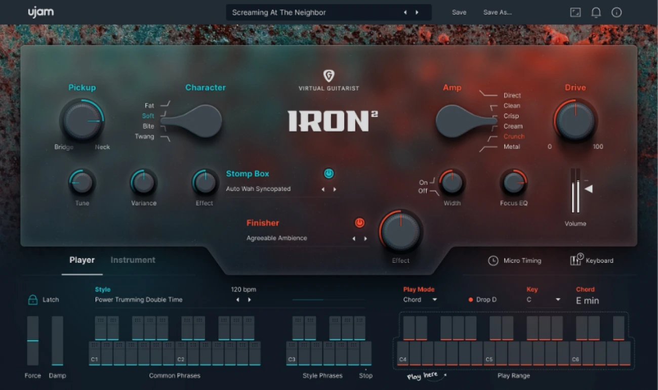 UJAM「Iron 2」ギター未経験でも本格ロックサウンドが作れる！ドロップDからダブリングまで完備し、あらゆるロックギターサウンドを網羅したオールインワンプラグイン｜DTMプラグインセール