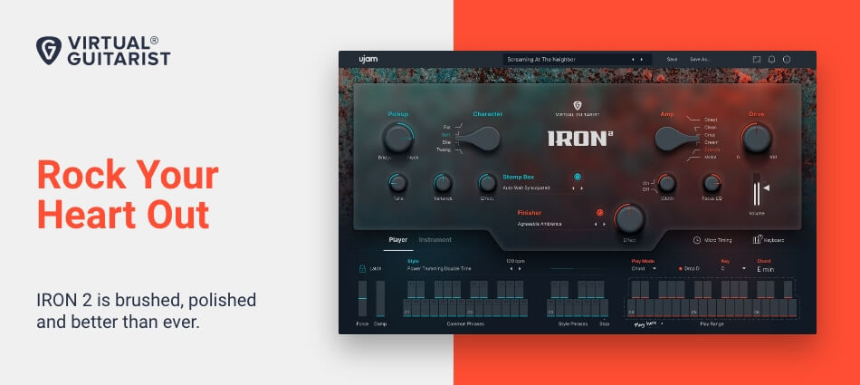 UJAM「Iron 2」ギター未経験でも本格ロックサウンドが作れる！ドロップDからダブリングまで完備し、あらゆるロックギターサウンドを網羅したオールインワンプラグイン｜DTMプラグインセール