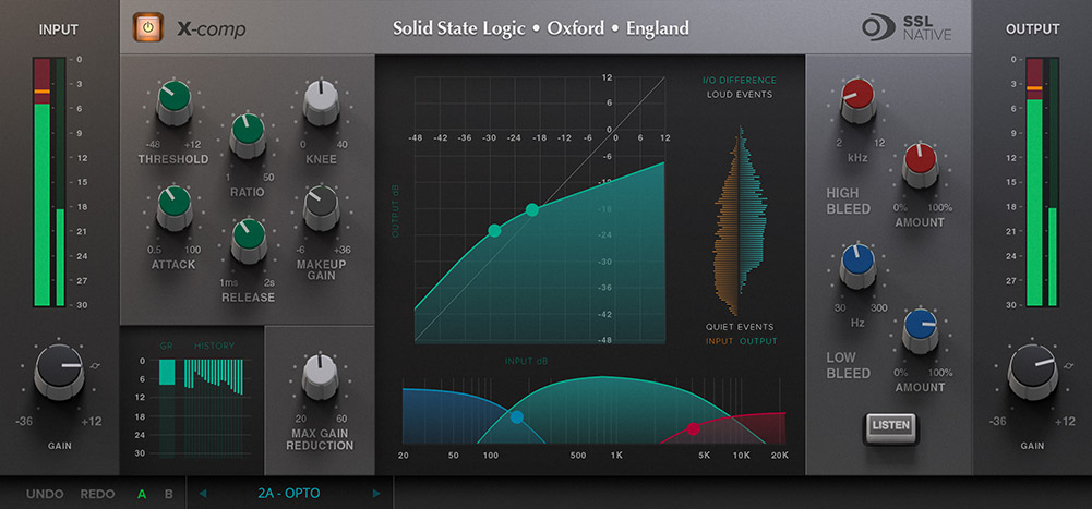 Solid State Logic「SSL Native X-Comp」見やすい分析ツールと直感的な操作性！繊細なマスタリングから攻撃的なミックスまで対応する高性能コンプレッサー｜DTMプラグインセール