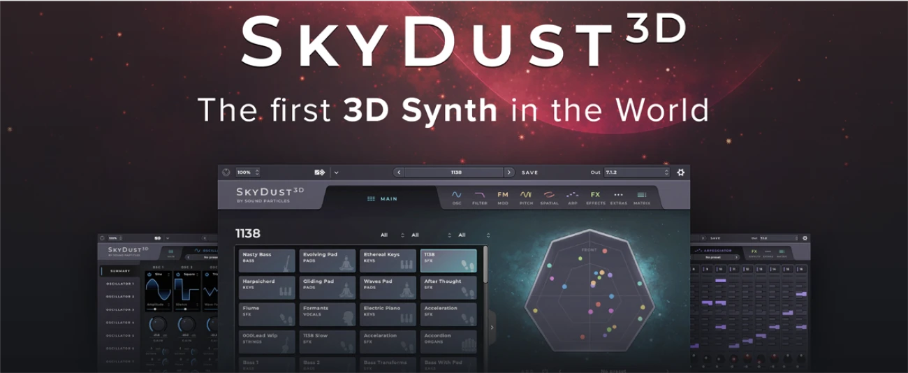 Sound Particles「SkyDust 3D」世界初の3D空間シンセサイザー！ステレオからDolby Atmosまで音に空間を与える次元を超えたサウンドデザイン｜DTMプラグインセール