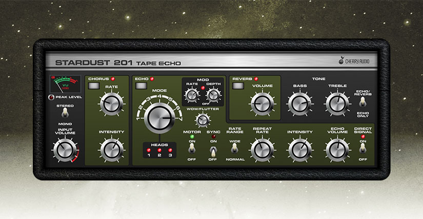 Cherry Audio「Stardust 201 Tape Echo」究極のテープエコー・エミュレーション！RE-201/301の機能を継承しつつ現代的な機能を搭載したビンテージ・エコー｜DTMプラグインセール