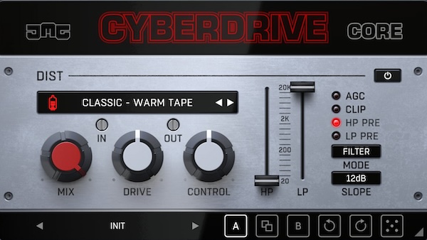 United Plugins「Cyberdrive Core」シンプル操作で本格的な歪み！アナログシム、ビットクラッシュ、リングモジュレーションまで搭載したクラシックからドゥームサウンドまで全てが揃う万能ディストーション・プラグイン｜DTMプラグインセール