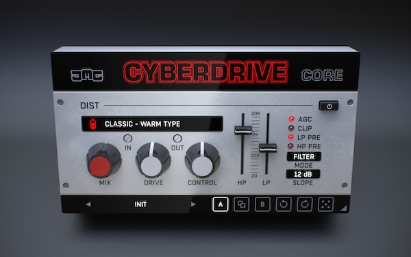 United Plugins「Cyberdrive Core」シンプル操作で本格的な歪み！アナログシム、ビットクラッシュ、リングモジュレーションまで搭載したクラシックからドゥームサウンドまで全てが揃う万能ディストーション・プラグイン｜DTMプラグインセール