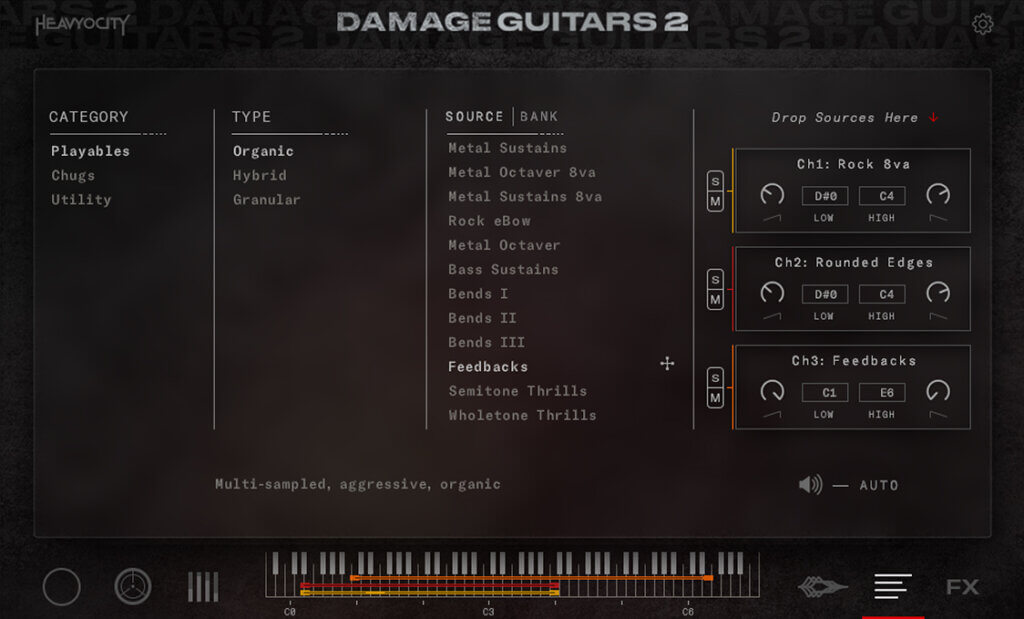 Heavyocity「Damage Guitars 2」ヘヴィでエッジの効いたギターフレーズを自在に操る！アナログチューブアンプ搭載した真のギターサウンドを実現する最強メタルギタープラグイン｜DTMプラグインセール