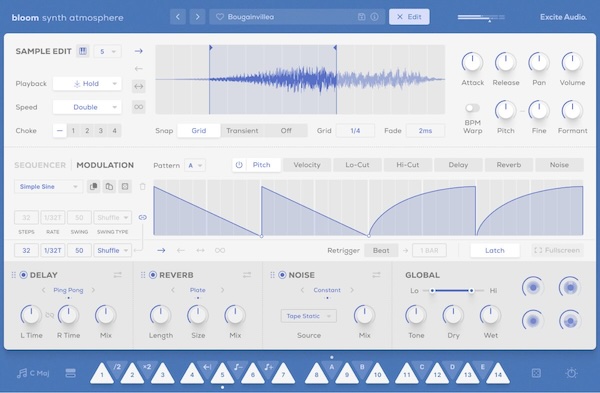 Excite Audio「Bloom Synth Atmosphere」水中ドローンから幻想的アルペジオまで全てを網羅！250プリセット収録し 4つのマクロで音色を自在に操作できるアンビエントシンセ｜DTMプラグインセール