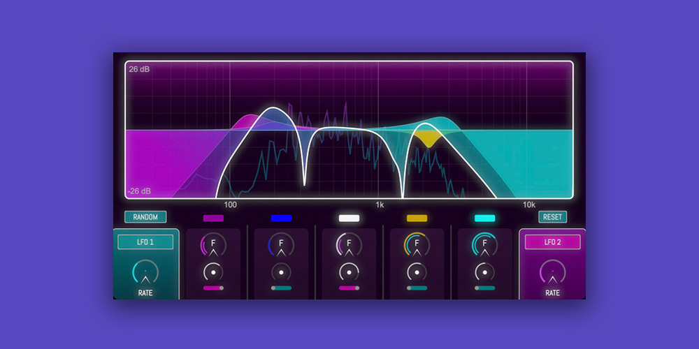 DHPlugins「LFO-EQ」オールパスフィルターモードと内蔵エフェクト搭載であらゆる音源に動きとリズムを加える！周波数・ゲイン・Qファクター・バンドミックスを変調できる革命的EQプラグイン｜DTMプラグインセール