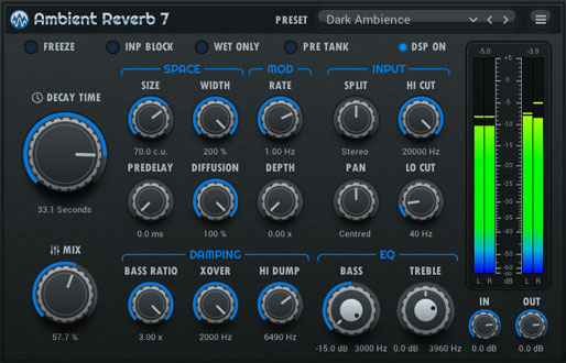 Stone Voices「Ambient Reverb」アンビエント音楽に最適！最大100秒のディケイタイムと「Freeze」機能を搭載し、幻想的な音響空間を創造する高品質リバーブVSTプラグイン｜DTMプラグインセール