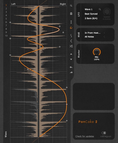 Cableguys「PanCake 2」完全無料の高機能ステレオパンニングプラグイン！自由に描けるLFOでサウンドを自在に動かし、ビート同期やMIDIトリガーにも対応した革新的ツール｜DTMプラグインセール