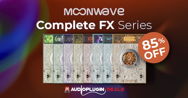 Moonwave FX「Complete FX Series」シンプルなワンノブ設計でプロ級サウンドが簡単に作れる！ステレオ拡張・リバーブ・ディストーション・フィルター・コンプレッションなど多機能な8種類のエフェクトを搭載した最強のバンドル｜DTMプラグインセール