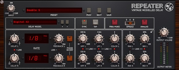 D16 Group「Repeater」チャンネルごとに異なるディレイタイプを設定可能！テープからデジタルまで歴代の名機23種類のディレイモデルを搭載したプラグイン｜DTMプラグインセール