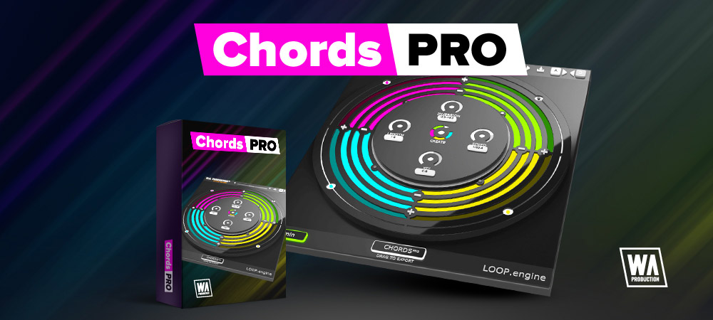 W. A. Production「Chords Pro」クリック数回で高度なコード進行を自動生成！30種類のコードタイプを搭載し、ドラッグ＆ドロップで即座に使えるMIDIを書き出せる次世代コード進行ワークステーション｜DTMプラグイン