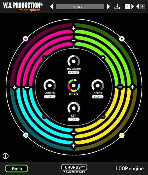 W. A. Production「Chords Pro」クリック数回で高度なコード進行を自動生成！30種類のコードタイプを搭載し、ドラッグ＆ドロップで即座に使えるMIDIを書き出せる次世代コード進行ワークステーション｜DTMプラグイン