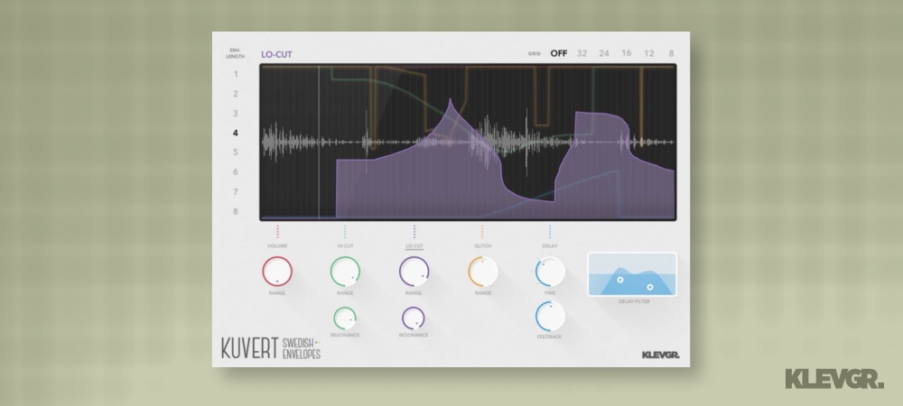 Klevgrand「Kuvert」ループしない音源にループするエフェクトを！5つの独立したエンベロープでエフェクト・パラメーターを制御してループ素材を一瞬で活性化するプラグイン｜DTMプラグインセール