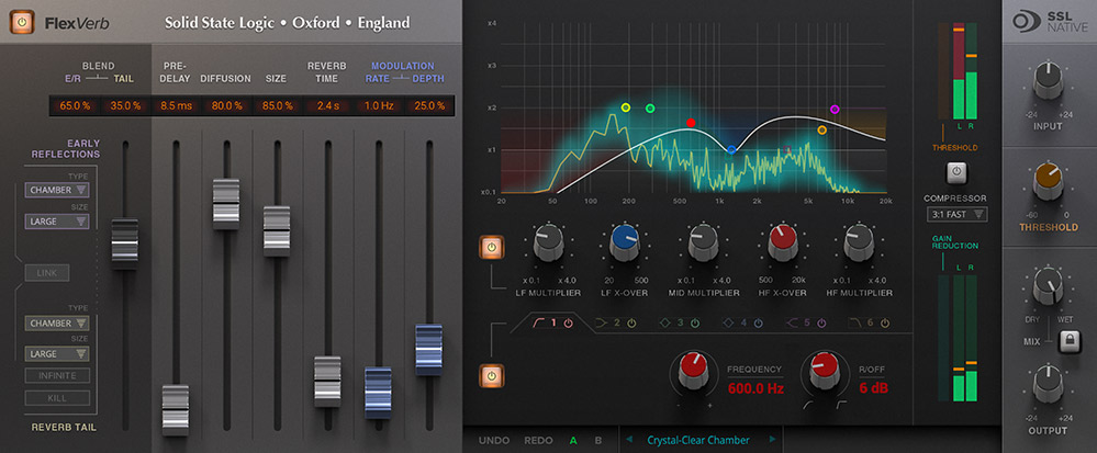 Solid State Logic「SSL Native FlexVerb」ミックスに完璧に溶け込むリバーブ！6バンドEQとサイドチェインコンプ内蔵し、プロ仕様の豊かな残響を直感的に操作できる究極のプロフェッショナル リバーブプラグイン｜DTMプラグインセール