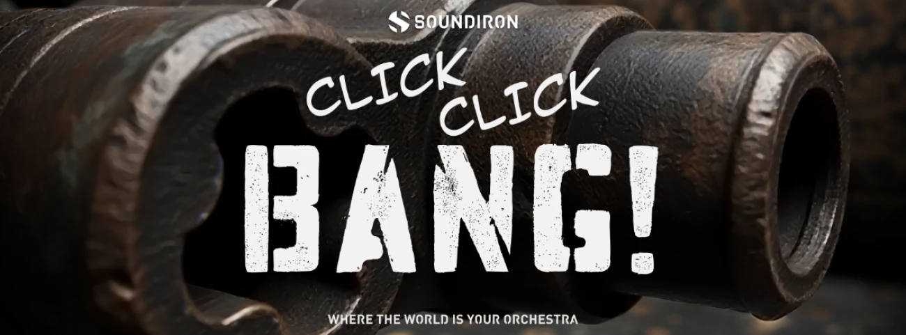 Soundiron「Click Click Bang!」銃器ハンドリングから発射音まで！18種類の銃器音を収録した銃声と打楽器が融合した革新的サウンドデザインツール｜DTMプラグインセール