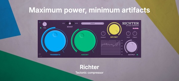 Klevgrand「Richter」高音質をキープしながらダイナミクスをコントロール！音圧を最大限に引き出し、パンチのあるドラムやクリアなボーカルを実現する初心者からプロまで満足できる高性能コンプレッサー｜DTMプラグインセール