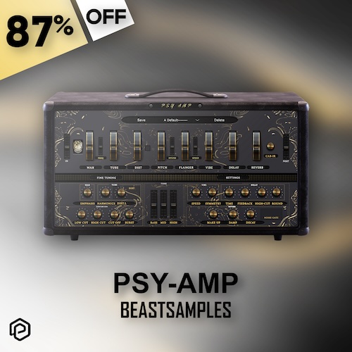 Beastsamples「PSY-AMP」AIには絶対に真似できない、人間らしい音作りの極み!ギターもシンセもベースもドラムも、これひとつで完全網羅するアナログフィールと革新的テクノロジーが融合したヴィンテージアンププラグイン|DTMプラグインセール