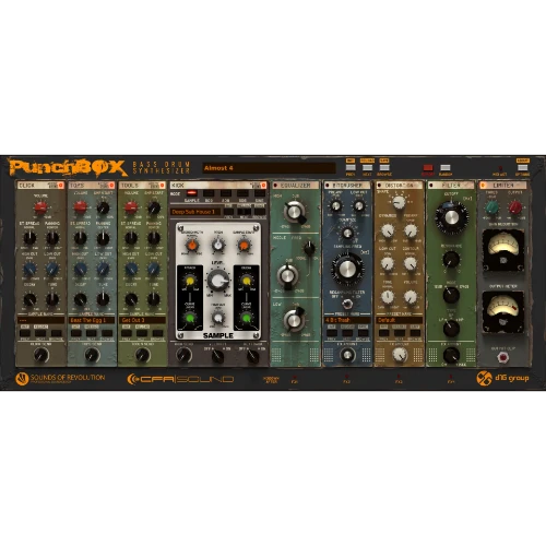 D16 Group「PunchBOX」ダンスフロアを揺るがす極上キックを簡単デザイン!ヴィンテージアナログ機材を通した厳選サンプルと4種類のシンセエンジン、並び替え可能な5種類のエフェクトラックを搭載した究極のキックドラム|DTMプラグインセール