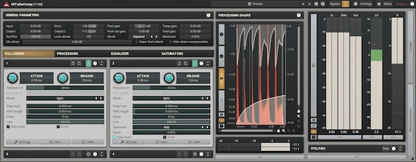 MeldaProduction「MTurboComp」19種類のヴィンテージコンプレッサーを1つに集約!統一されたインターフェースと拡張機能で、複数のクラシックコンプレッサーを自在に使いこなし、独自のダイナミクスプロセッサーまで設計可能な革命的プラグイン|DTMプラグインセール