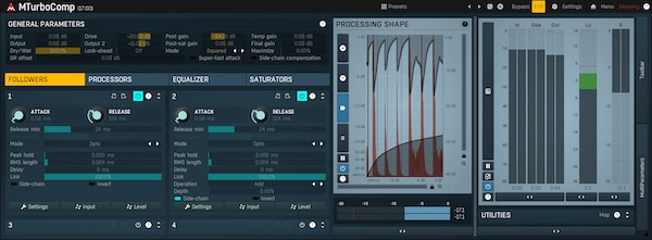 MeldaProduction「MTurboComp」19種類のヴィンテージコンプレッサーを1つに集約!統一されたインターフェースと拡張機能で、複数のクラシックコンプレッサーを自在に使いこなし、独自のダイナミクスプロセッサーまで設計可能な革命的プラグイン|DTMプラグインセール