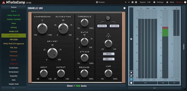 MeldaProduction「MTurboComp」19種類のヴィンテージコンプレッサーを1つに集約!統一されたインターフェースと拡張機能で、複数のクラシックコンプレッサーを自在に使いこなし、独自のダイナミクスプロセッサーまで設計可能な革命的プラグイン|DTMプラグインセール