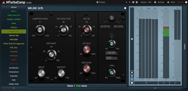 MeldaProduction「MTurboComp」19種類のヴィンテージコンプレッサーを1つに集約!統一されたインターフェースと拡張機能で、複数のクラシックコンプレッサーを自在に使いこなし、独自のダイナミクスプロセッサーまで設計可能な革命的プラグイン|DTMプラグインセール