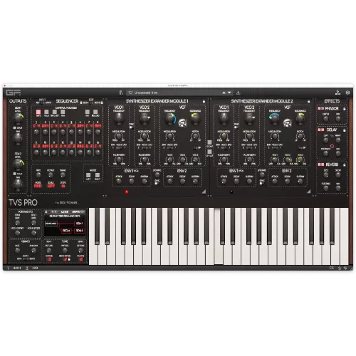 GForce Software「Oberheim TVS Pro」デュオフォニーをこの世に初めて導入した革命的シンセサイザーの復活!2つの独立した声部で複雑で有機的な音響を実現し、400以上の変換パッチと220以上の新しいサウンドにすぐにアクセスできる革新的シンセ|DTMプラグインセール