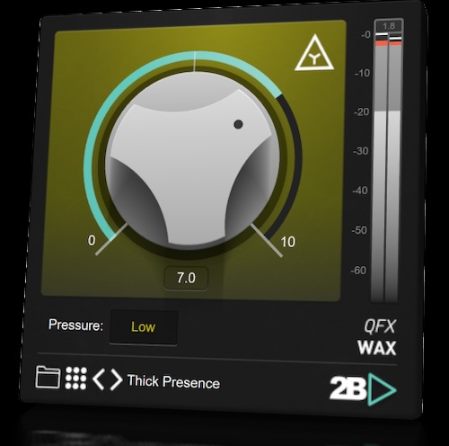 2B Played Music「QFX Wax」音圧が足りない、なんか軽い、そんな悩みをすぐに解消!誰でも扱える“音太り専用ノブ”でキック・ベース・ボーカルに厚みと存在感を与えるプラグイン|DTMプラグインセール