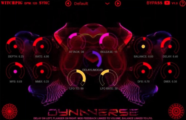 Witch Pig「Dynaverse」ギターにもボーカルにも使える万能型!ディレイもコーラスも自動で動く、音量やLFOに反応する次世代型無料エフェクト|DTMプラグインセール
