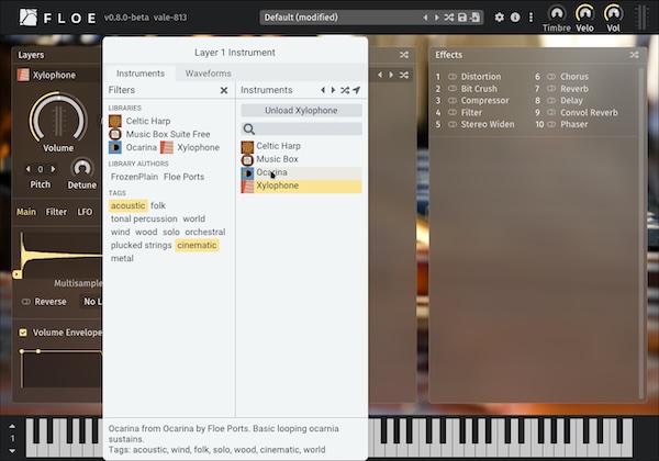 FrozenPlain「Floe」“探す・重ねる・変化させる”を極限までスムーズにした、タグ検索、3レイヤー、10エフェクトで自在な音作りが可能なサンプルベース音源|DTMプラグインセール