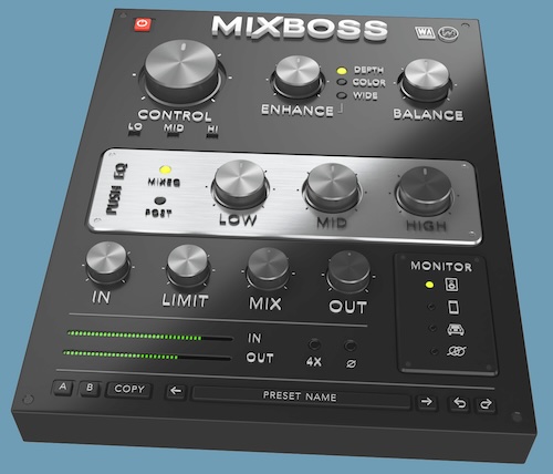 W. A. Production「MixBoss」全体感、トーンバランス、パンチ感を最初に整えることで、後工程での修正を激減!ジャンルを問わず、どんな楽曲もプロレベルに引き上げるマスタリンググレードのツール|DTMプラグインセール