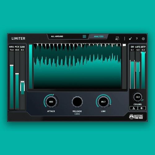 Mastering The Mix「LIMITER」クリーンかつ透明感のある大音量サウンドを簡単に実現!スマート解析機能であなたの楽曲を自動分析し、最適なラウドネス、アタック、リンク、シーリング設定を提案する次世代マスタリングリミッター|DTMプラグインセール