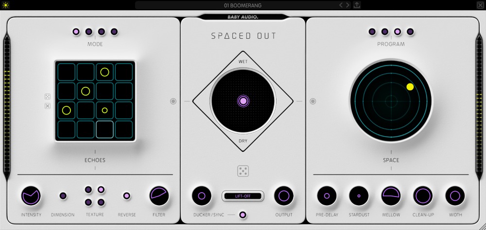 Baby Audio「Spaced Out」宇宙的な広がりと深みを演出する究極のウェットFX!テンポ同期16ステップディレイシーケンサーと直感的なX-Yジョイスティックコントロールを備え、ワンクリックで新しいエフェクト構成を生成する機能を搭載した次世代スペースエコープラグイン|DTMプラグインセール