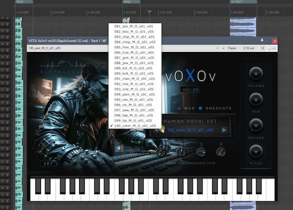 SlapAsSound「VOXOV vol.05」あなたのトラックに“生きた声”を!20種類のプリセット×980のボーカルサンプルを収録した、ループにも、ワンショットにも、グリッチ素材にもなる万能ボイスVST|DTMプラグインセール