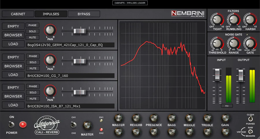 Nembrini Audio「Cali Reverb Modern High Gain Guitar Amplifier」実機Mesa Boogieファンも唸るリアルな再現度!IRローダーや8種のキャビネット搭載で、クリーンから爆音メタルまで自由自在の高品質アンプシミュレーター|DTMプラグインセール