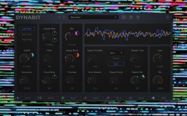 Caelum Audio「DynaBit」直感的な操作で複雑なビットクラッシュサウンドを実現!3種類の高機能フィルター、サンプルレート制御、ビット操作、ビートリピート機能を搭載し、50種類のプリセットを内蔵した万能デジタルエフェクト|DTMプラグインセール