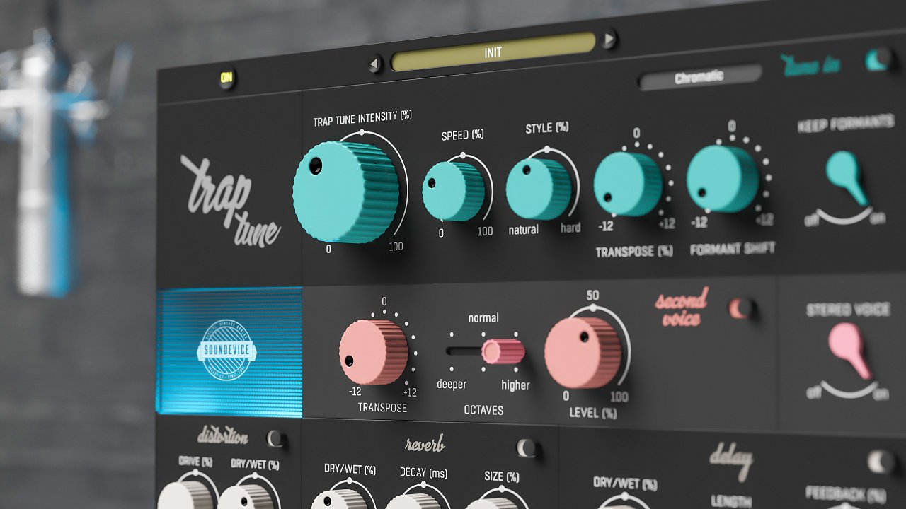 United Plugins「TrapTune」一台でボーカル処理が完結!自然な補正から強烈なCherエフェクトまで対応する多機能オートチューナーと、ハーモニー機能、ステレオダブラー、歪み、リバーブ/ディレイを統合した、トラップ・現代ポップ・EDM制作に最適なオールインワンボーカルプラグイン|DTMプラグインセール
