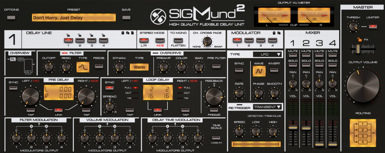 D16 Group「Sigmund 2」次元を超えた音響体験!自在に接続可能な4系統のディレイラインと9種類のルーティングトポロジーで、前例のないサウンドデザインの可能性を開く革新的マルチタップディレイプラグイン|DTMプラグインセール